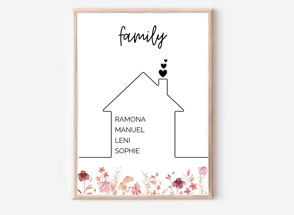 Familienposter Haus, Liebe, Personalisiertes Poster, Print, Eltern, Kinder